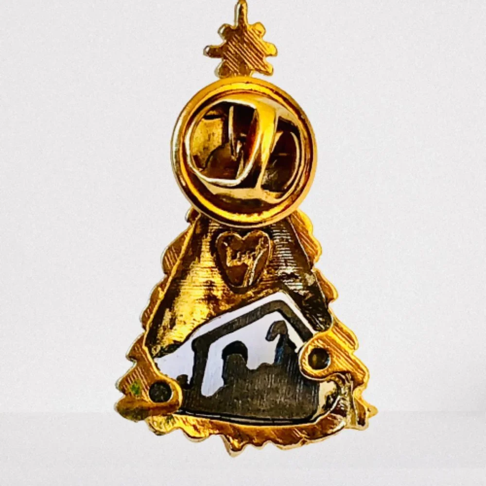 Christmas Tree Pin Tie Tack Brooch Nativity Manger